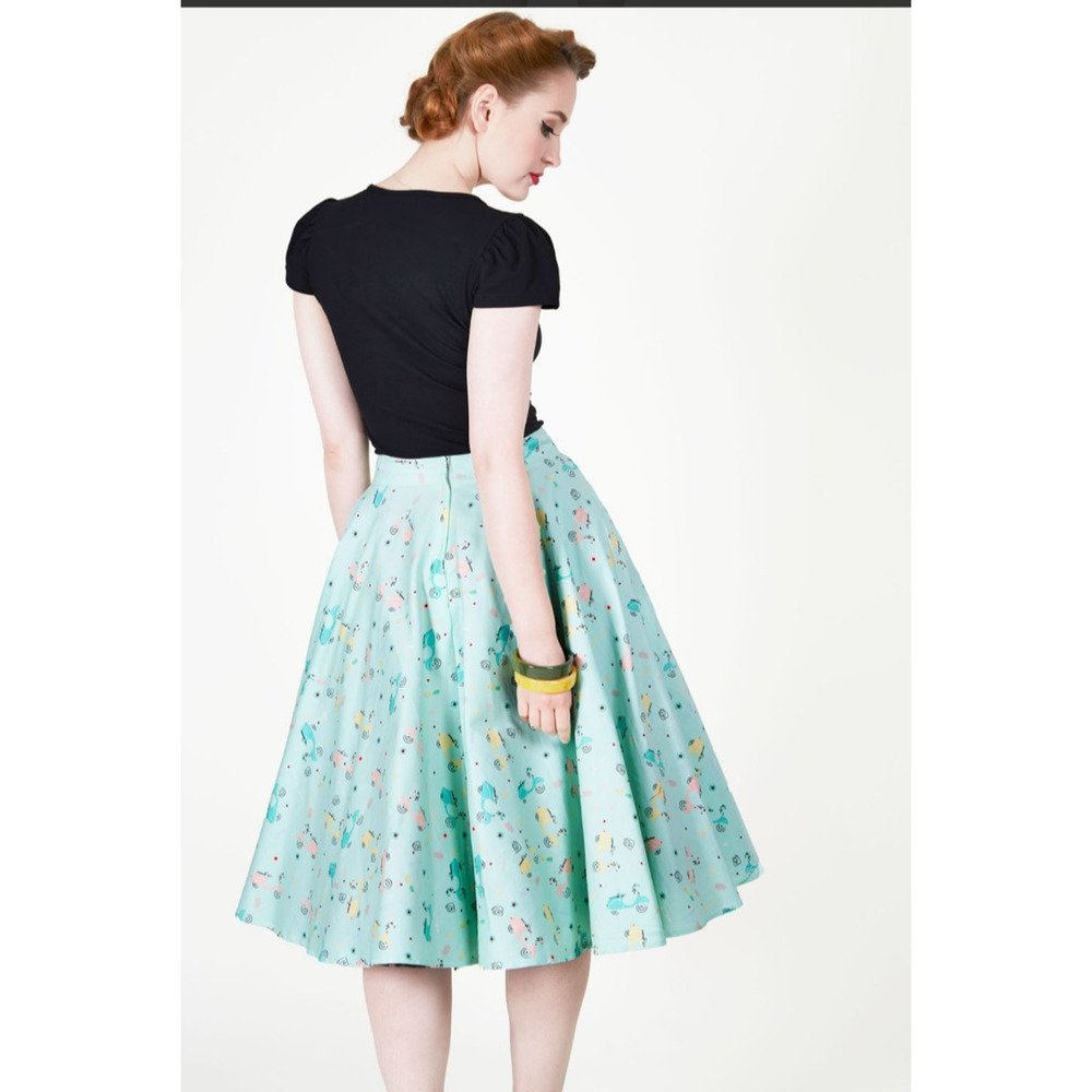 Voodoo Vixen Aqua Floral Midi Skirt - Picture 4 of 9